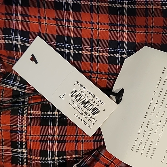 CURRENT / ELLIOTT - TELLA Shirt Red Tartan Plaid Cropped Shirt - Picture 14 of 16